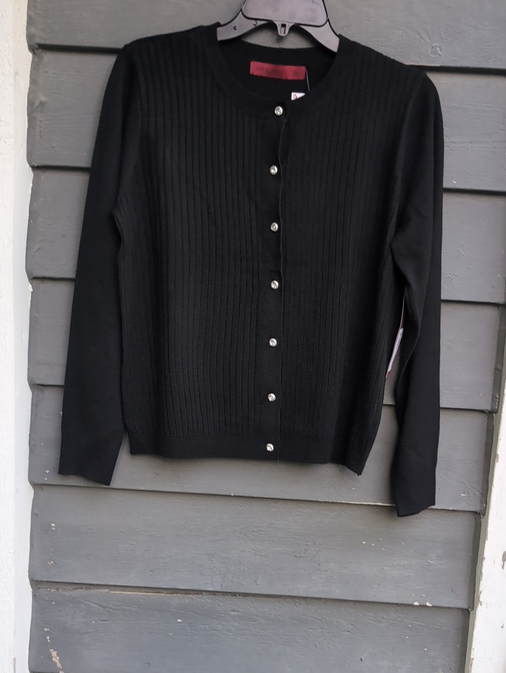 Women's Black Ribbed Button-Front Cardigan Sweater Size MEDIUM NEW